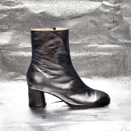 TRONCHETTO IN PELLE LAMINATA ACCIAIO ANTRACITE