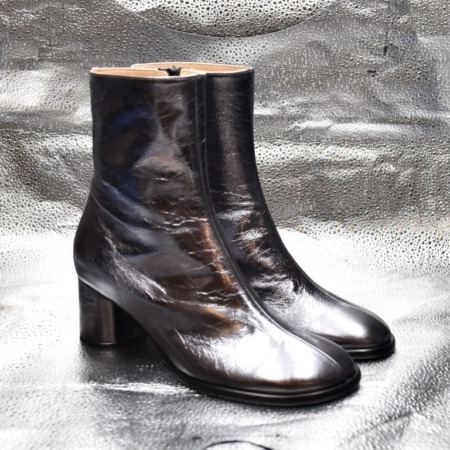 TRONCHETTO IN PELLE LAMINATA ACCIAIO ANTRACITE